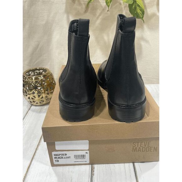 Steve Madden Leopold Chelsea Boots - Black Leather 10M - Picture 3 of 7